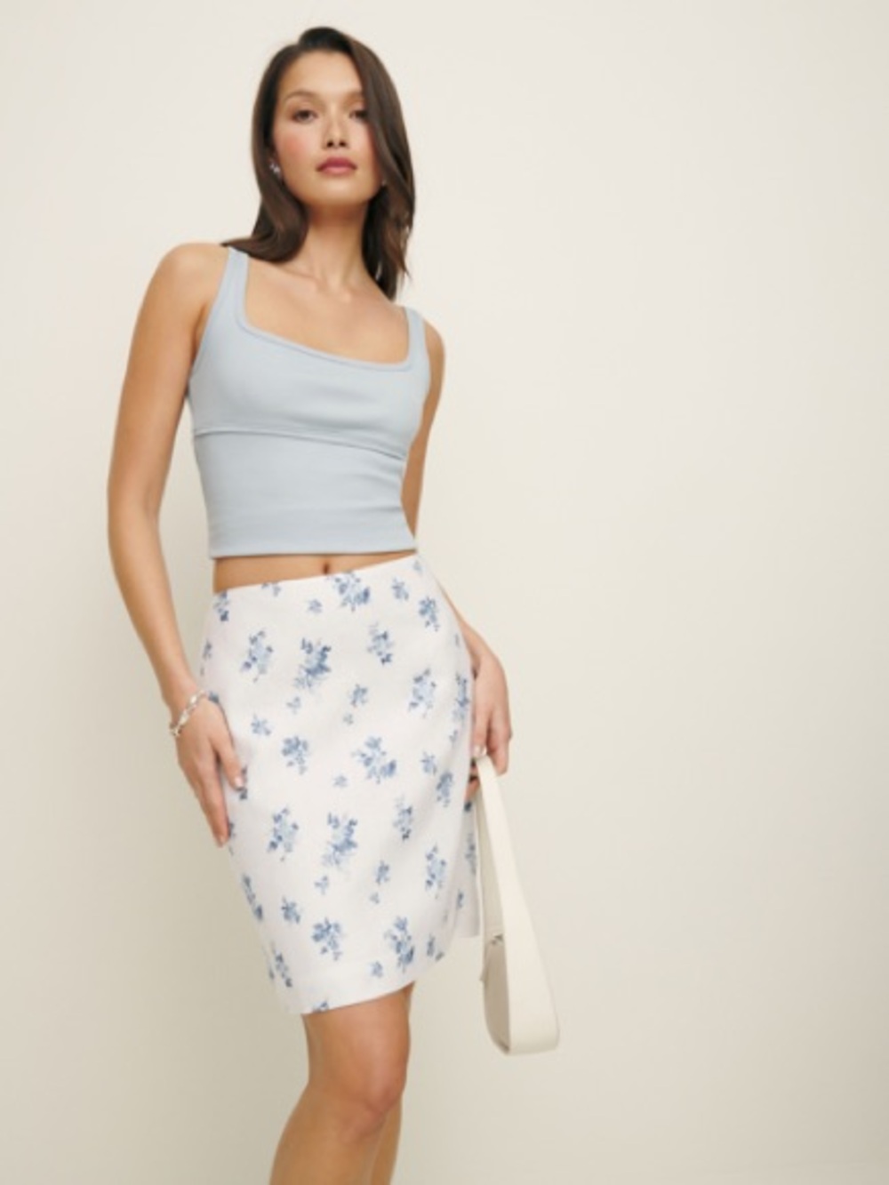 Reformation Rina Low Waisted Linen Skirt In Delicacy